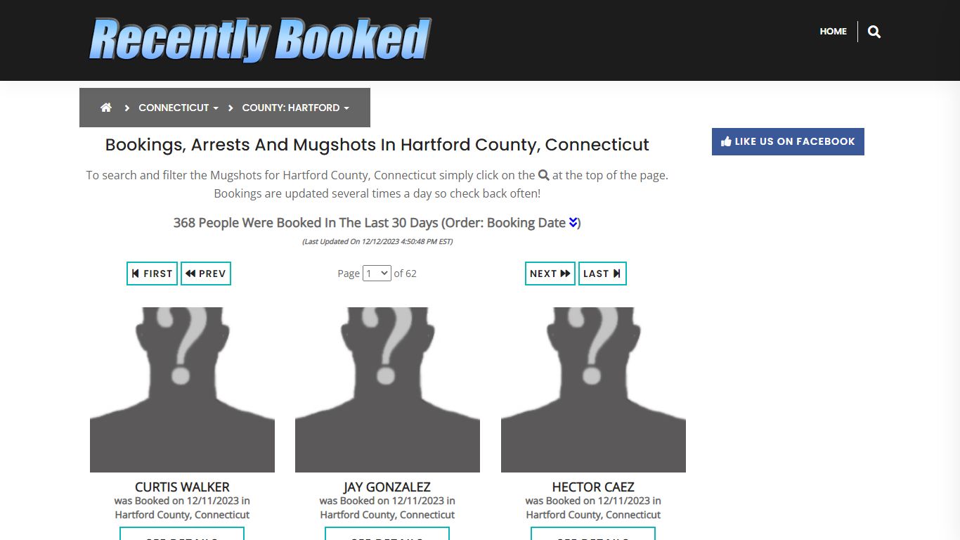 Bookings, Arrests and Mugshots in Hartford County, Connecticut